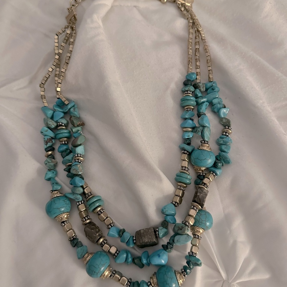 Chico’s Gold and Turquoise Necklace - Picture 2 of 3